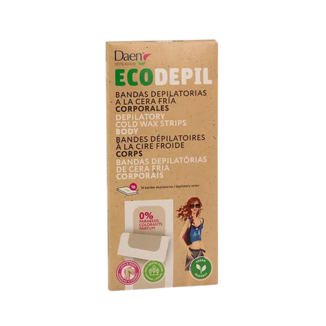 Daen Body wax strips Ecodepil |داين شرائح شمع باردة لإزالة شعر الجسم - 16 شريحة