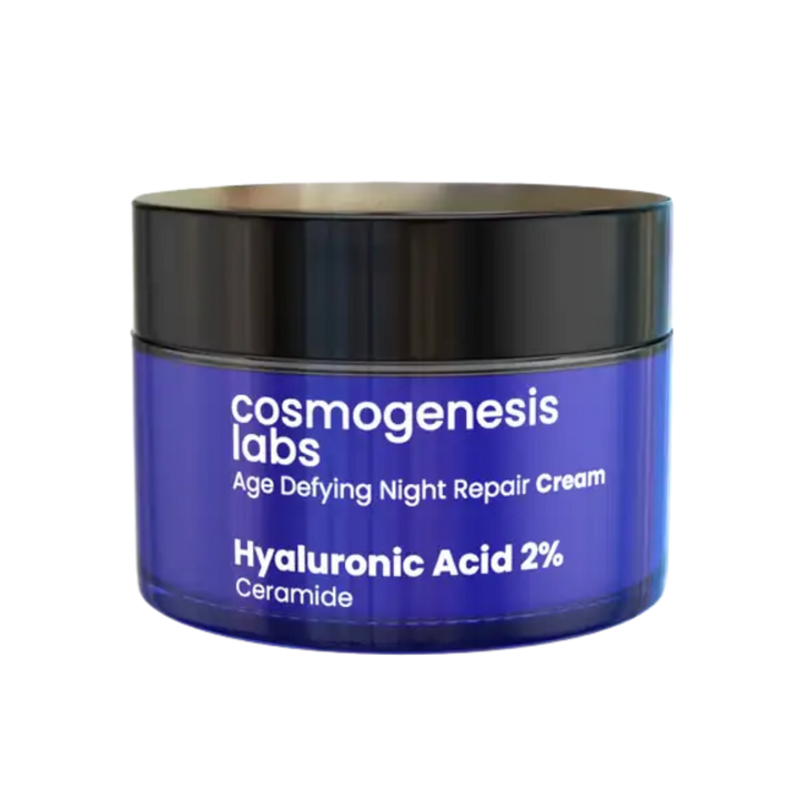 Cosmogenesis labs age defying night repair cream Hyaluronic Acid 2% - 50ml | كوزمو جينيسس لابز كريم ليلي للوجه لمحاربة التجاعيد بالهيالورونيك اسيد - 50 مل
