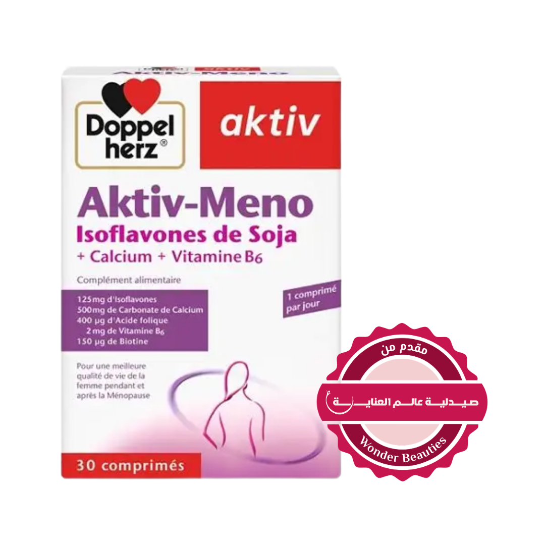 Doppel herz Aktiv Meno Soya Isoflavones 30 Tablets | دوبل هيرز مكمل غذائي لدعم صحة المرأة خلال سن اليأس - 30 قرص