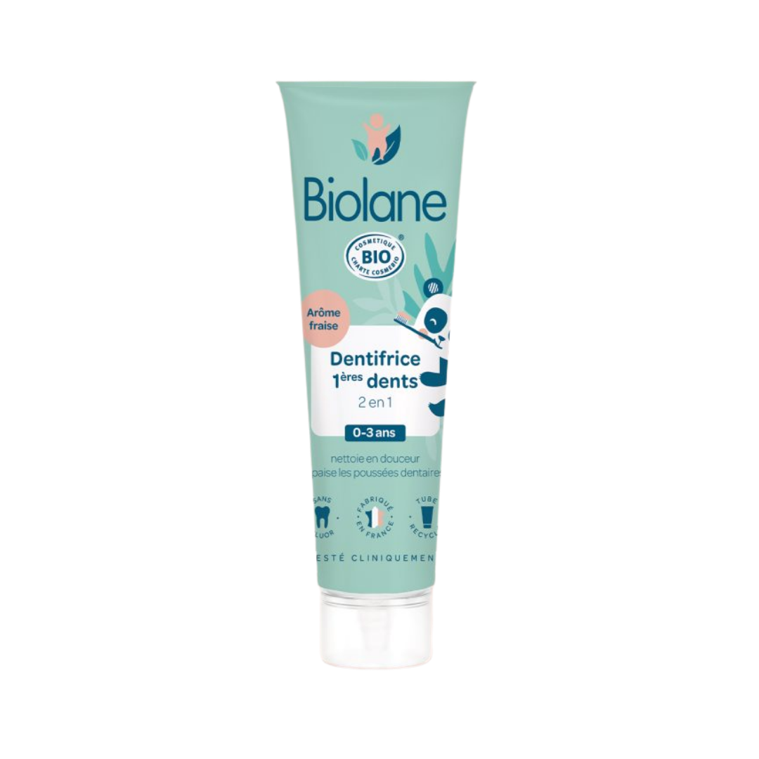 Biolane First Baby 2-in-1 Certified Organic Toothpaste - 50ml | بيولان معجون لتخفيف آلم التسنين - 50 مل