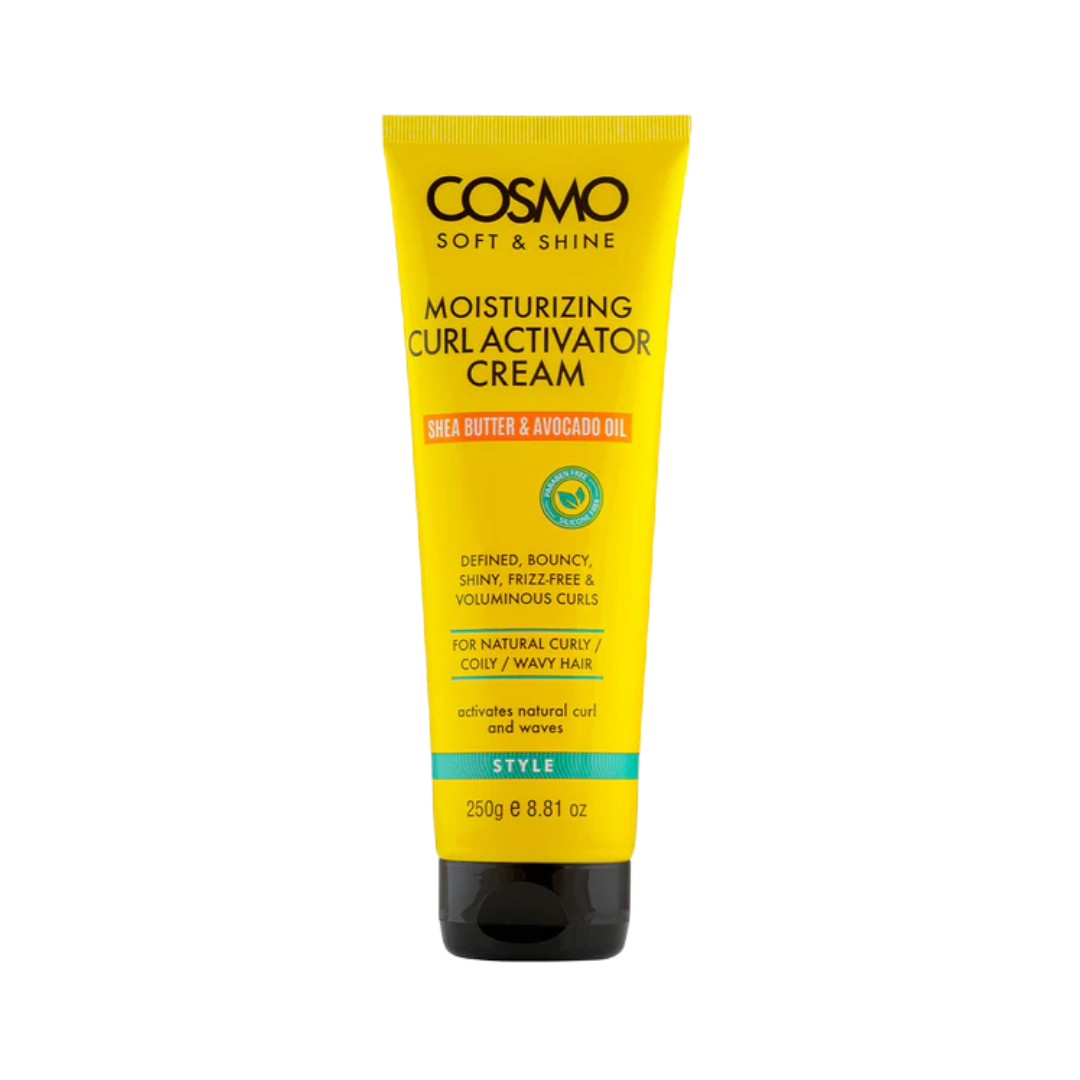 COSMO COSMETICS MOISTURIZING CURL ACTIVATOR CREAM STYLE - 250g | كوزمو كوزماتيك كريم مرطب لتقليل الهيشان والجفاف للشعر المموج والكيرلي - 250 غ