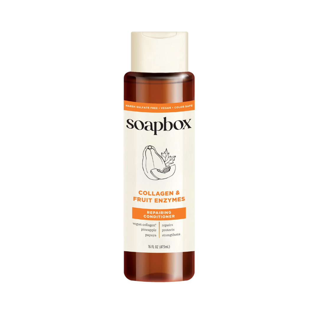 Soapbox Collagen and Fruit Enzymes Bond Builder Repairing Conditioner - 473ml | سوب بوكس بلسم للشعر بالكولاجين وانزيمات فواكه - 473 مل