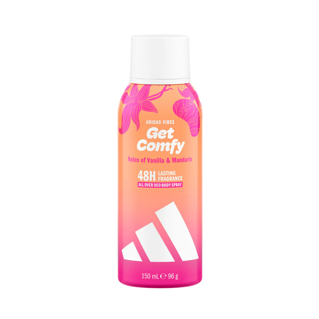 Adidas Vibes Get Comfy Deo Body Spray - 150ml | أديداس فايبز بخاخ للجسم جت كومفي بنكهة الفانيليا واليوسفي - 150مل