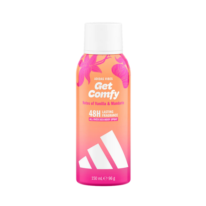 Adidas Vibes Get Comfy Deo Body Spray - 150ml | أديداس فايبز بخاخ للجسم جت كومفي بنكهة الفانيليا واليوسفي - 150مل