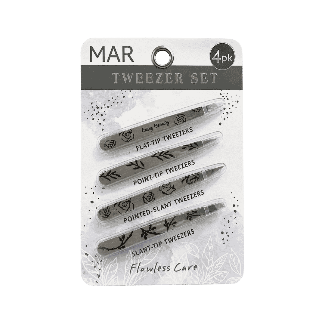 MAR Tweezer Set 4 Pk Flawless Care | مار مجموعة ملاقط - 4 قطع