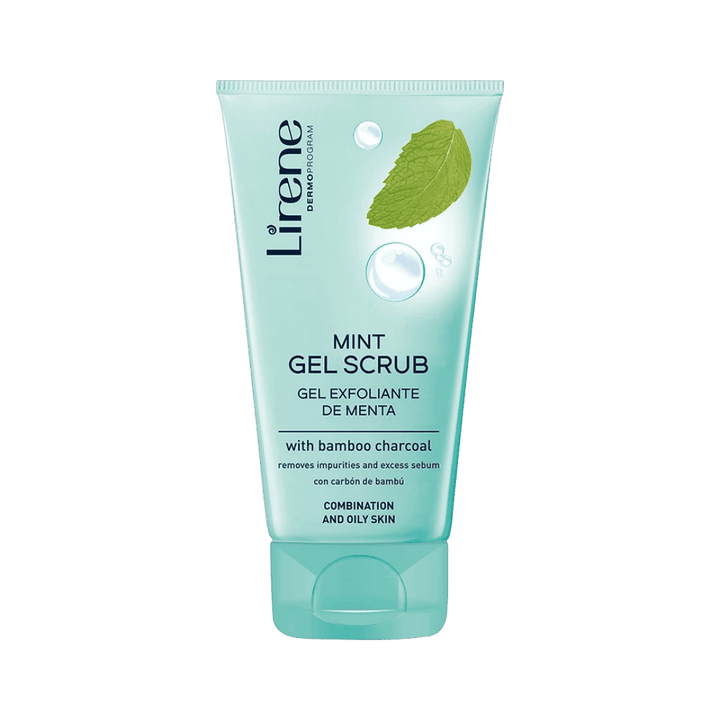 Lirene Mint Gel Scrub with Bamboo Charcoal - 150ml | ليرين غسول جل ومقشر للوجه بفحم الخيزران - 150مل