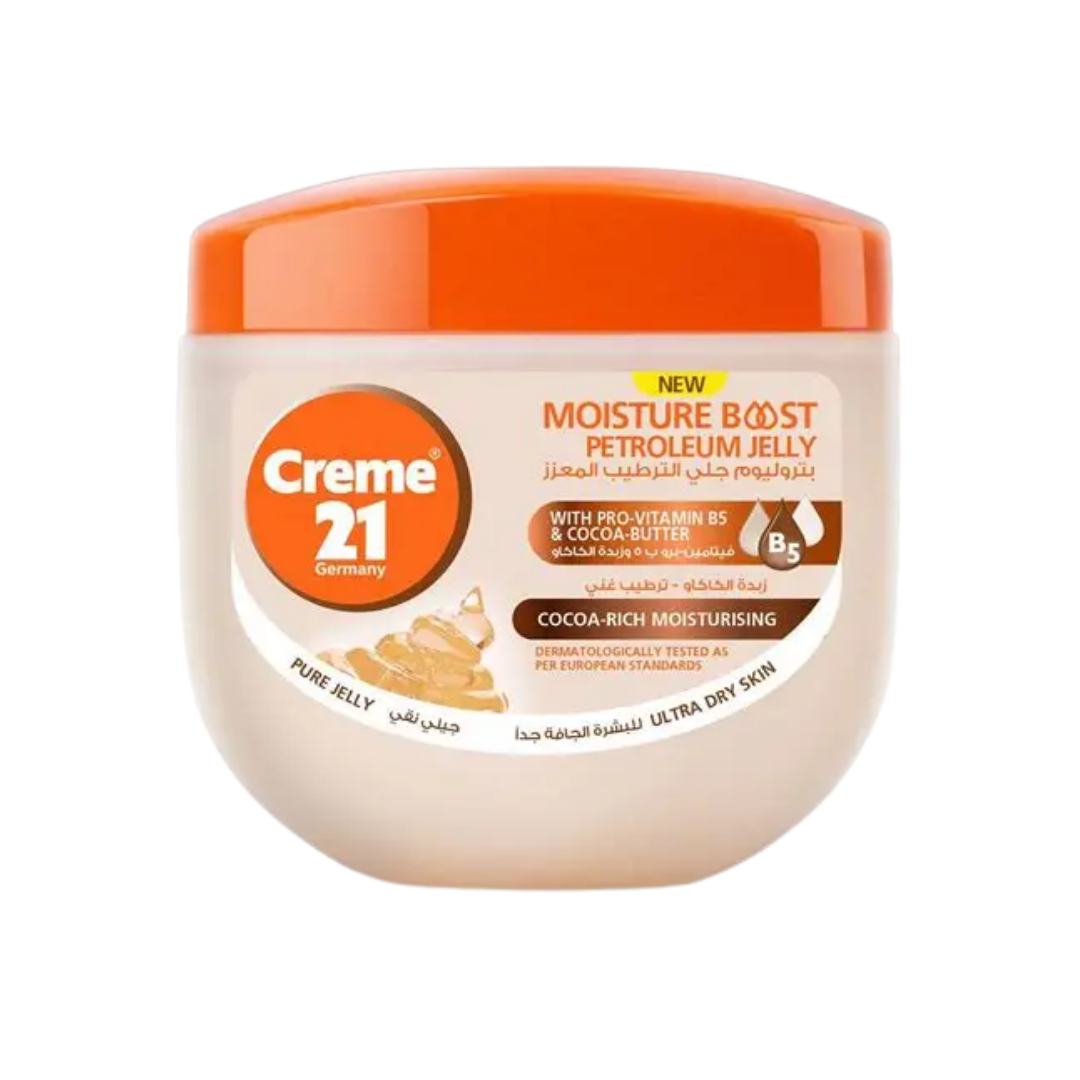 Creme21 Moisture Petroleum Jelly Cocoa Rich Moisturising - 300ml | كريم 21 بتروليوم جلي مرطب ومغذي للبشرة بزبدة الكاكاو - 300 مل