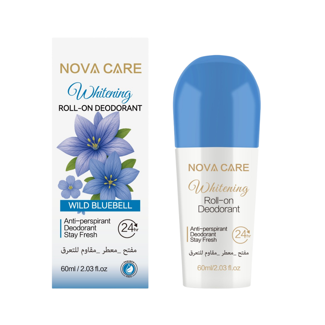 NOVA CARE  Whitening Roll-On Deodorant 24h Anti-Perspirant Wild Bluebell - 60ml | نوفا كير مزيل تعرق رول وايلد بلوبيل - 60 مل