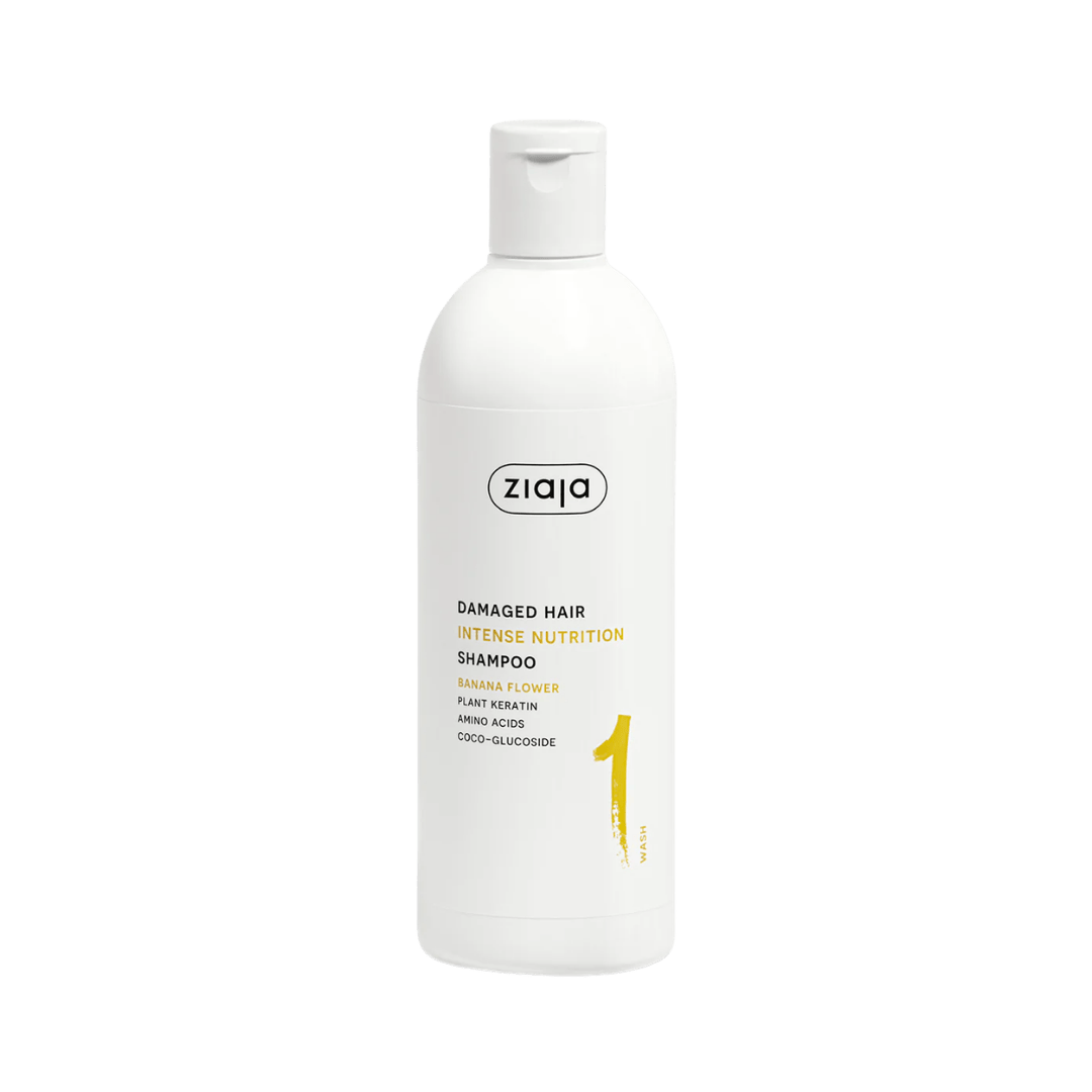 ZIAJA Damaged Hair Intense Nutrition Shampoo - 400ml | جايا شامبو تغذية مكثفة للشعر التالف بخلاصة زهرة الموز - 400مل