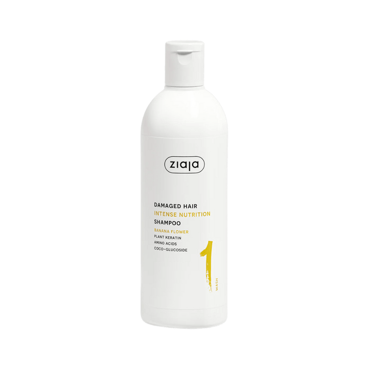 ZIAJA Damaged Hair Intense Nutrition Shampoo - 400ml | جايا شامبو تغذية مكثفة للشعر التالف بخلاصة زهرة الموز - 400مل