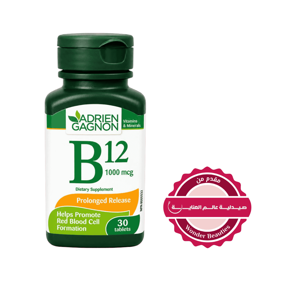 ADRIEN GAGNON B12 1000mcg - 30 Tablets | أدريان غانيون اقراص فيتامين بي 12 1000 مكغ - 30 قرص