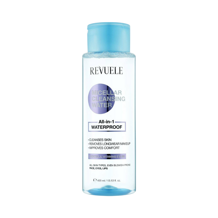 Revuele Micellar Cleansing Water All in 1 for removing waterproof makeup - 400ml | ريفويل مزيل مكياج ميسيلار للمكياج ضد الماء - 400 مل