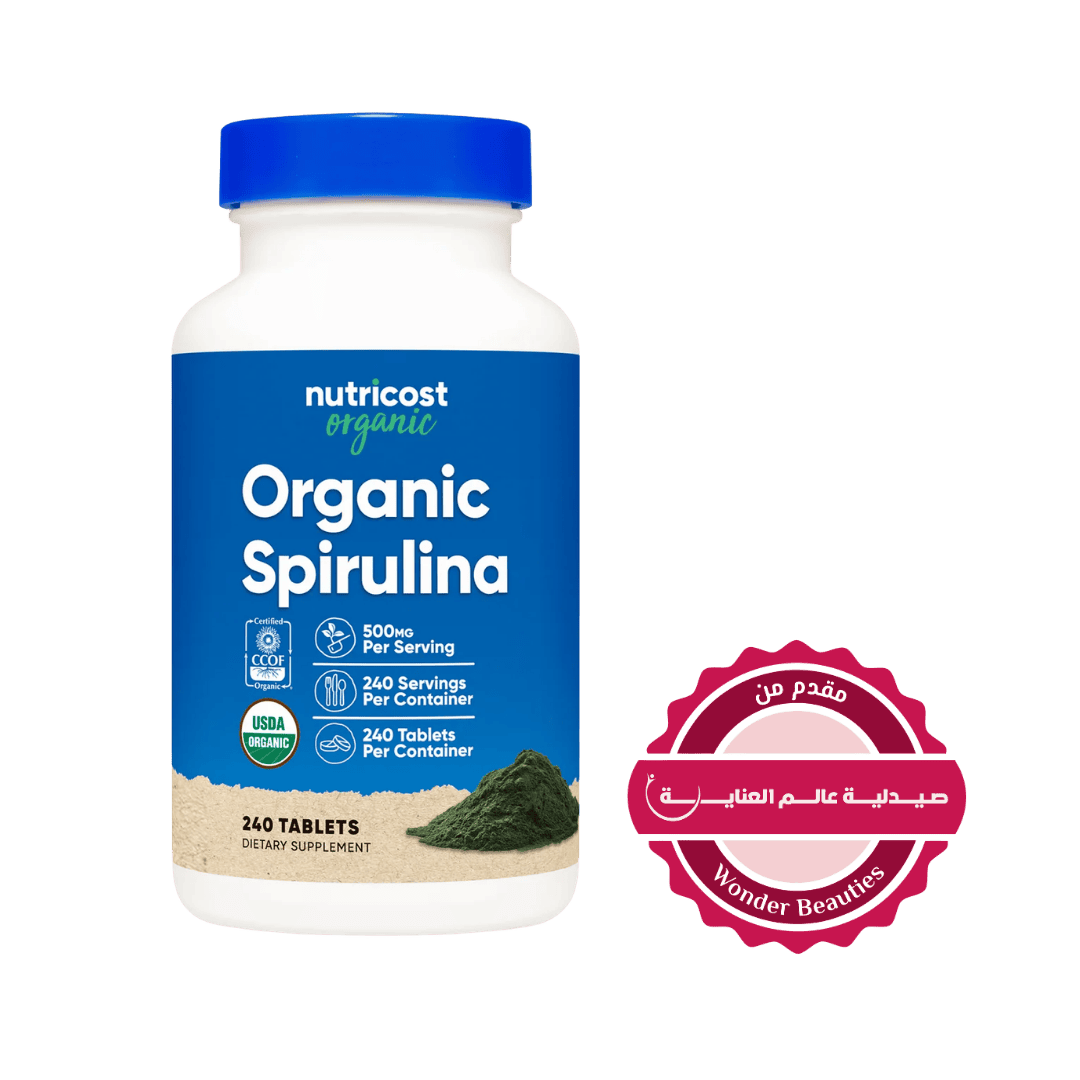 Nutricost Organic Spirulina - 240 Tablets | نيوتريكوست سبيرولينا عضوية - 240 قرص