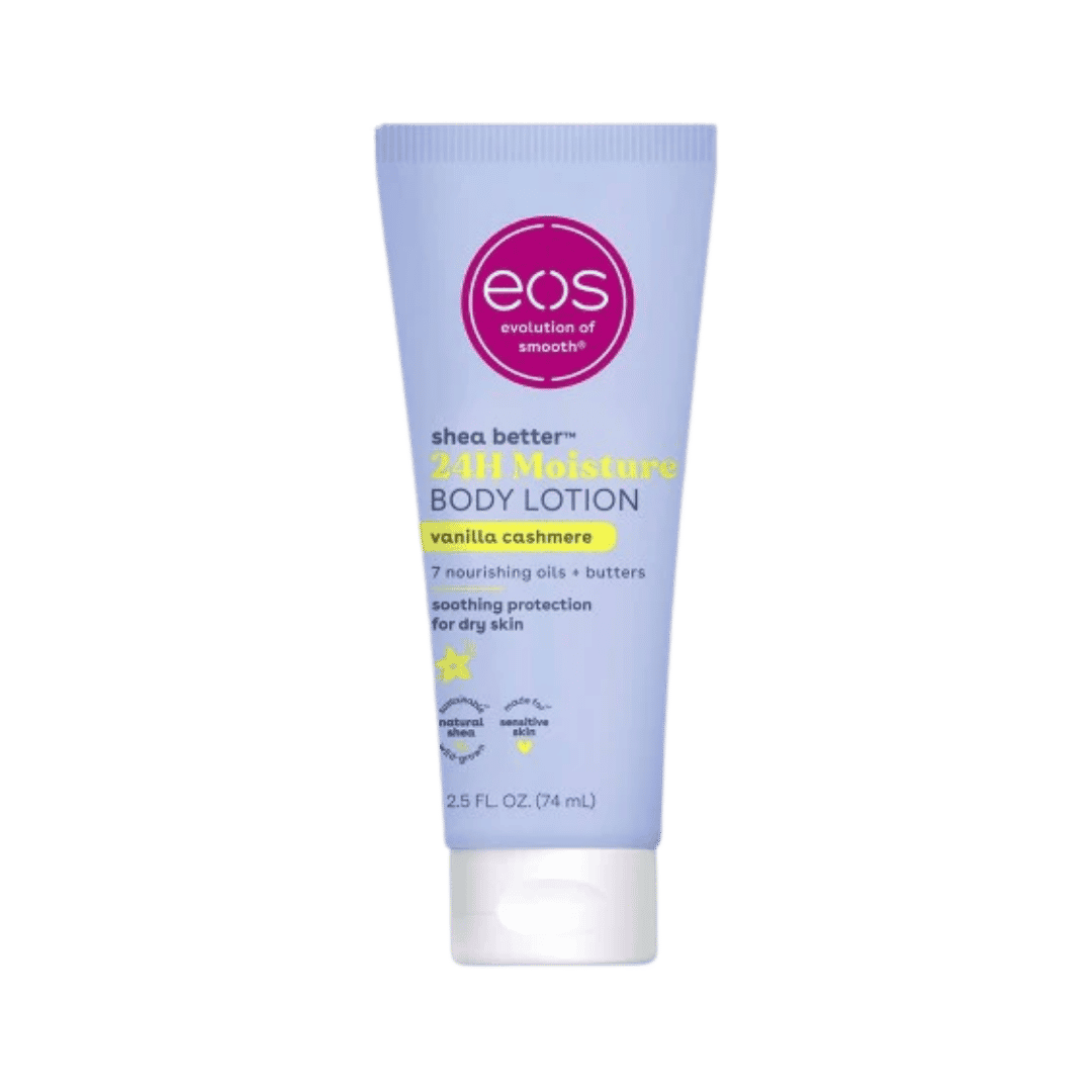 eos Mini Body Lotion - Vanilla Cashmere - 74ml | اي او اس لوشن للجسم كاشمير فانيلا مرطب 24 ساعة - 74مل