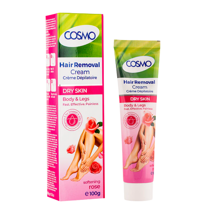 COSMO Hair Removal Dry Skin - Rose - 100g | كوزمو كريم إزالة شعر الجسم بخلاصة الورد - 100 غ