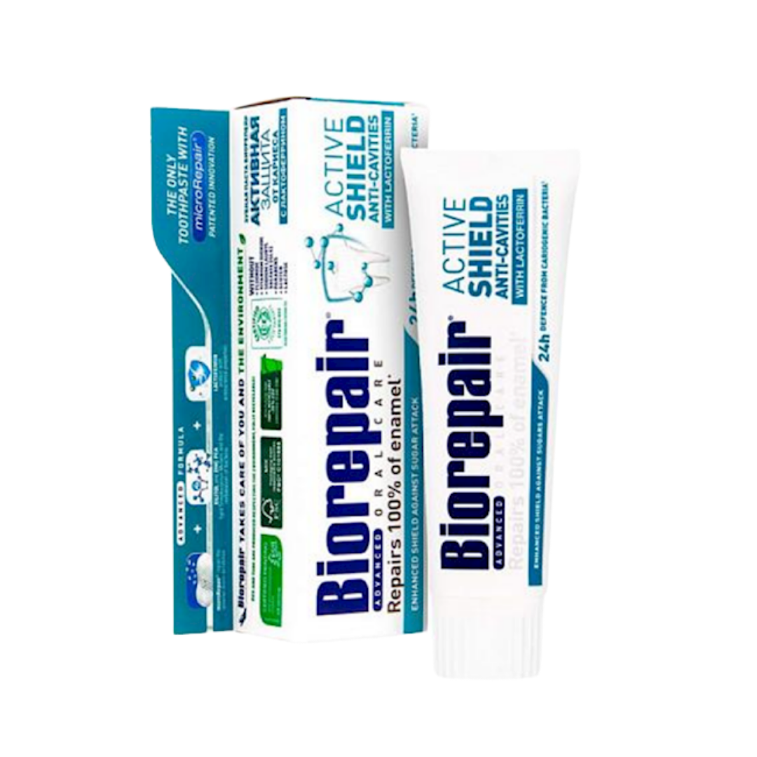 Biorepair Active Shield Anti-Cavities - 75ml | بايوريبير معجون أسنان ضد البلاك و البكتيريا - 75 مل