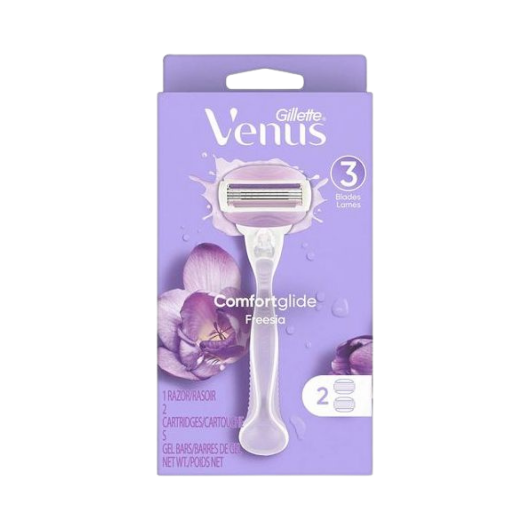 Gillette Venus ComfortGlide Breeze Handle Women’s Razor – 1 Handle + 2 Refills | جيليت شفرة فينوس للنساء مع رأسين