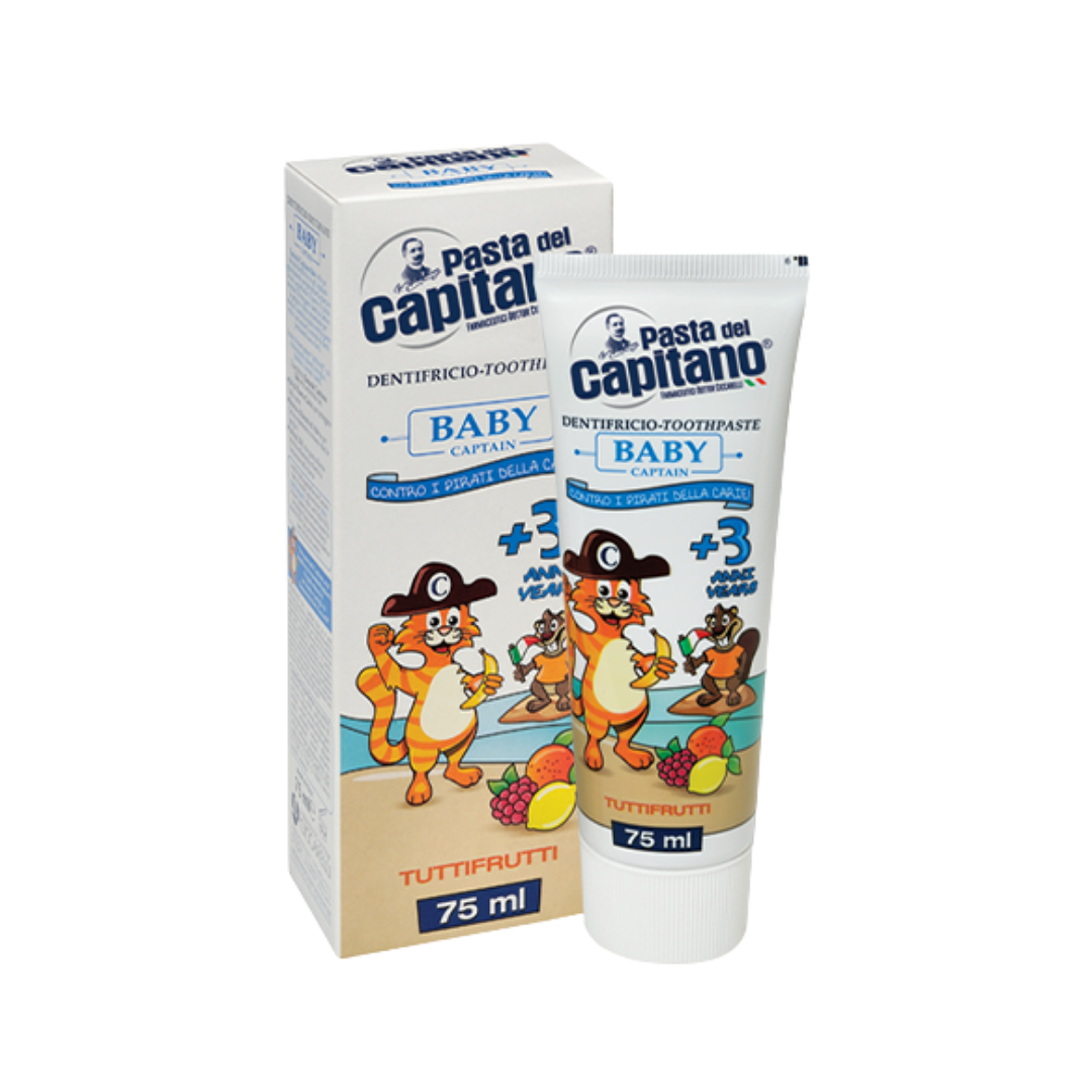 CAPITANO Baby Tuttifrutti Toothpaste For Children From 3 Years - 75ml |كابيتانو معجون اسنان للاطفال من عمر 3 سنوات بنكهة التوت- 75 مل