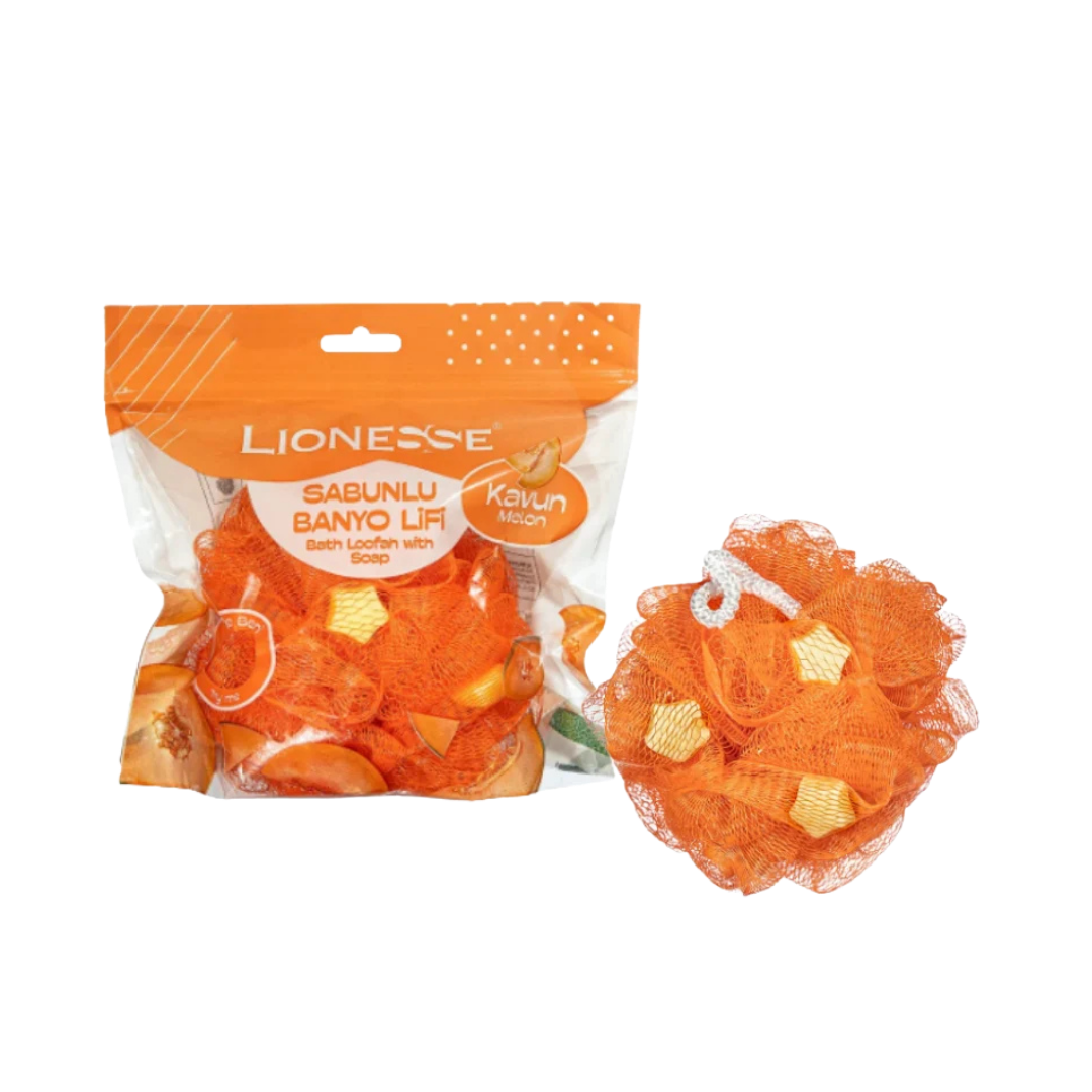 Tarko LIONESSE KAVUN Melon SABUNLU BANYO LIFI Bath Loofah With Soap - 20g | تاركو ليونيس إسفنج استحمام مع صابون برائحة الشمام – 20 جم