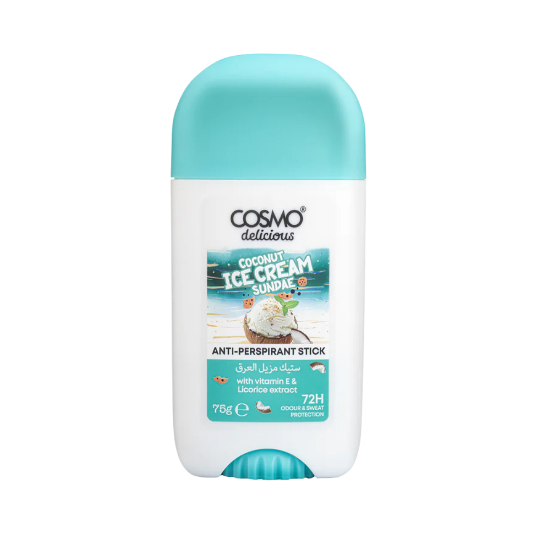 COSMO Coconut Ice Cream Sundae Anti-Perspirant Stick 72H - 75g | كوزمو – مزيل العرق بنكهة آيس كريم جوز الهند، 72 ساعة، 75 غرام