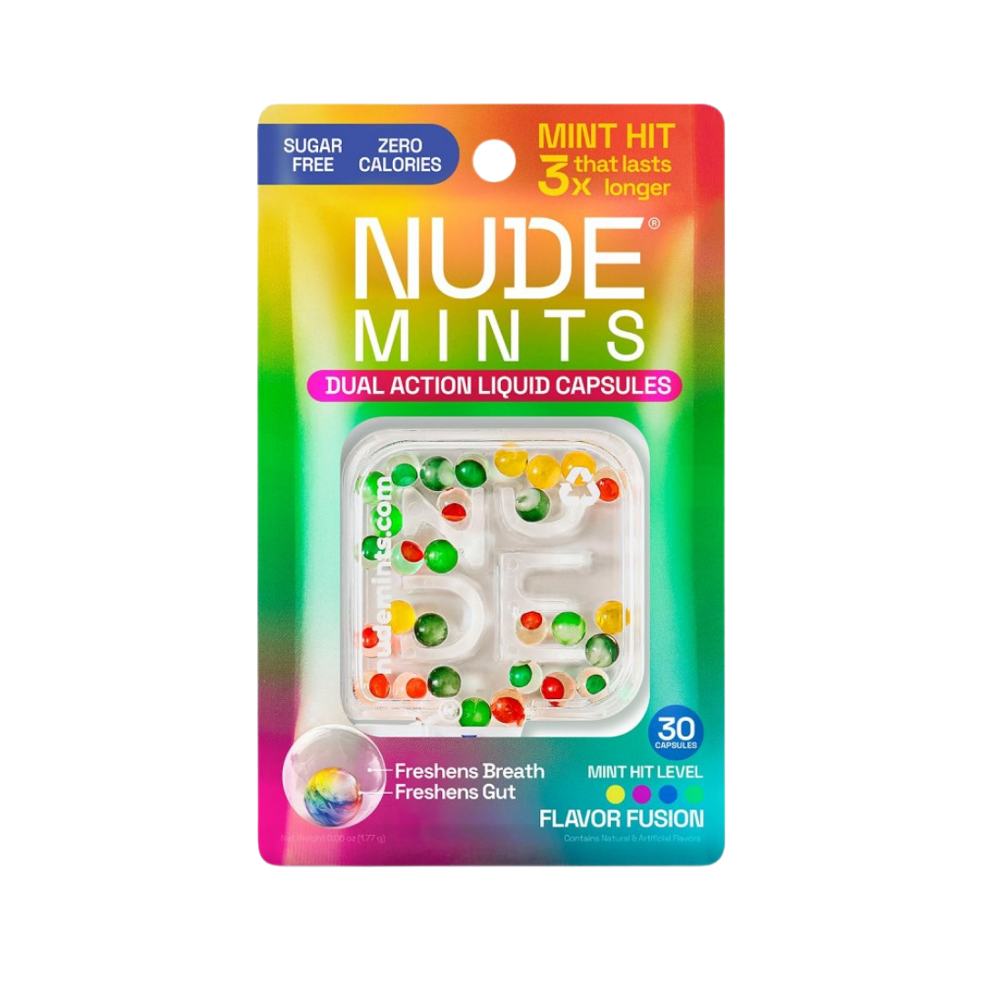 NUDE MINTS FLAVOR FUSION LASTS 3X LONGER Fusion - 30 Capsules |  مزيج نكهة النعناع الطبيعي يدوم 3 أضعاف - 30 كبسولة
