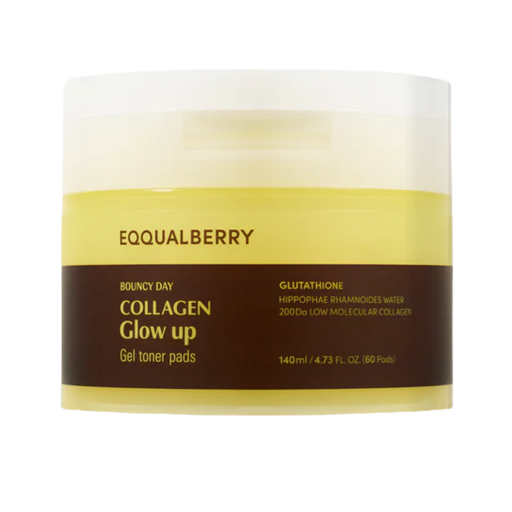 EQQUALBERRY - Collagen Glow Up Gel Toner Pads - 140ml | إيكوال بيري – تونر جل بقطع الكولاجين لإشراقة البشرة – 140 مل