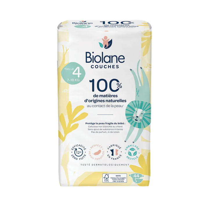 Biolane Natural baby diaper 4 size - 44 pcs | بيولان حفاضات الأطفال الطبيعية الحجم 4 – 44 قطعة