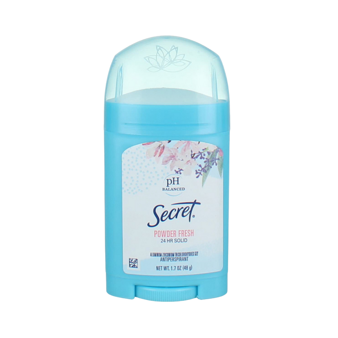 Secret Wide Solid Antiperspirant And Deodorant, Powder Fresh - 48g| سيكرت مزيل تعرق رول -48 غرام
