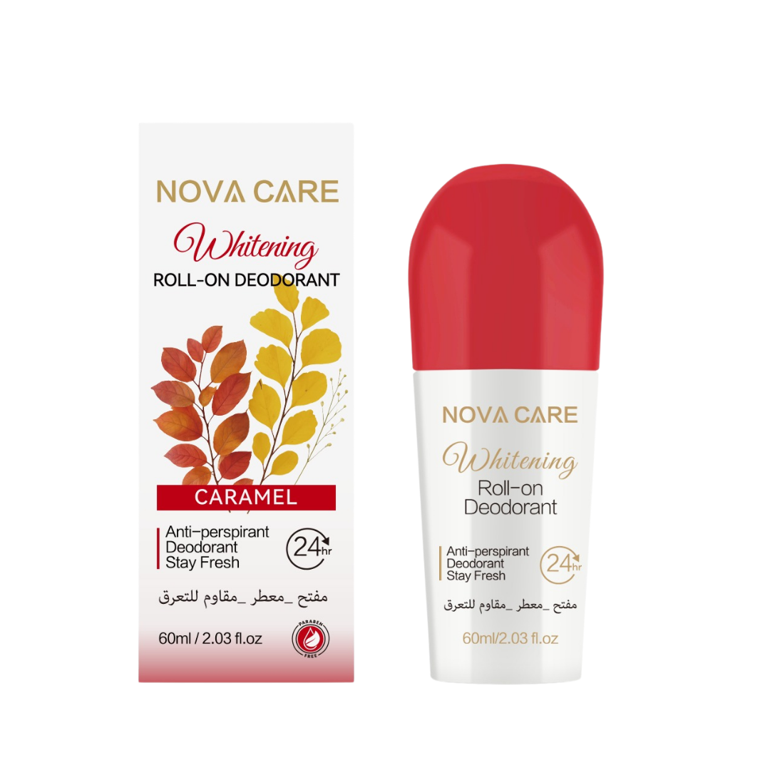 NOVA CARE Whitening Roll-On Deodorant 24h Anti-Perspirant Caramel - 60ml| نوفا رول اون مزيل تعرق لمدة 24 ساعة -60 مل