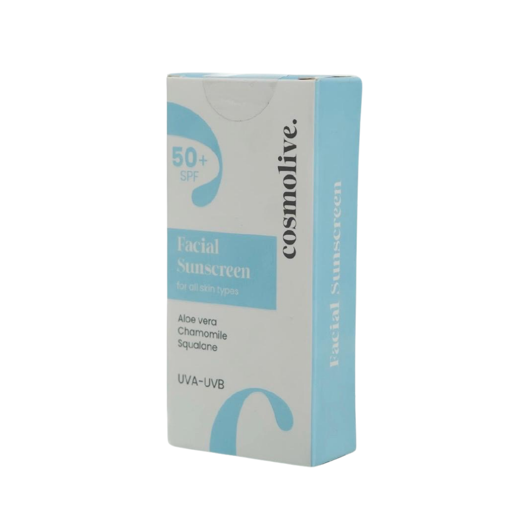 cosmolive Facial Sunscreen 50+ Spf For All Skin Types Squalane - 50ml | كوزمو لايف واقي شمسي +50 لكل انواع البشرة بالسكوالان - 50 مل