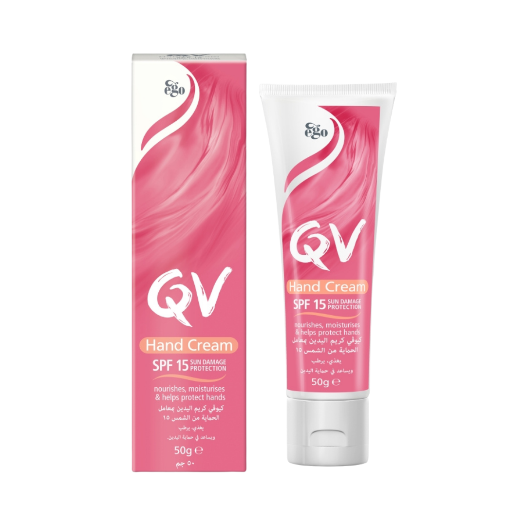 QV Hand Cream Spf15 - 50g| كيو في كريم  مرطب  لليدين مع عامل حماية من الشمس 15-50 غرام
