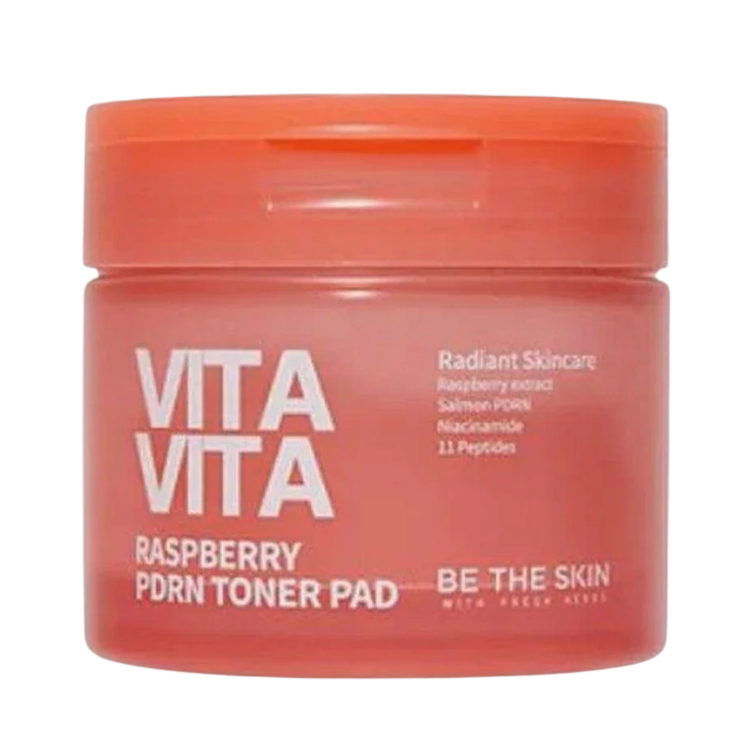 BE THE SKIN Raspberry PDRN Toner Pads 60 Pads - 120ml | بي ذا سكين – وسادات تونر التوت الأحمر (راسبيري)  60 قطعة – 120 مل