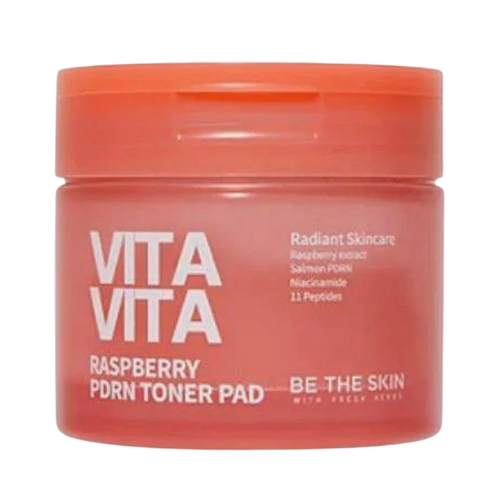 BE THE SKIN Raspberry PDRN Toner Pads 60 Pads - 120ml | بي ذا سكين – وسادات تونر التوت الأحمر (راسبيري)  60 قطعة – 120 مل