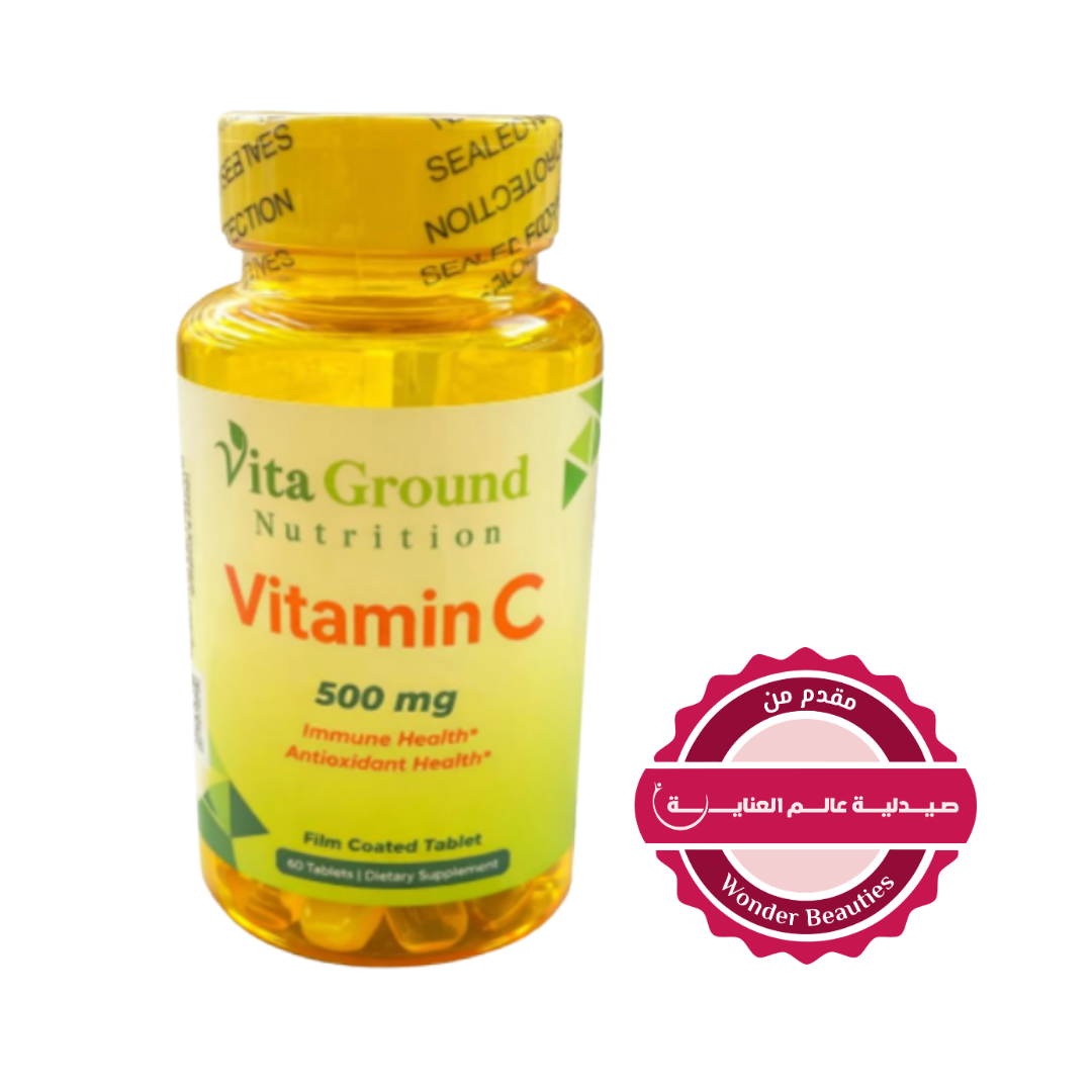 Vita Ground Nutrition Vitamin C 500 Mg Immune Health 60 Tablets | فيتا جراوند نيوترشن فيتامين C بتركيز 500 ملغ – 60 قرص