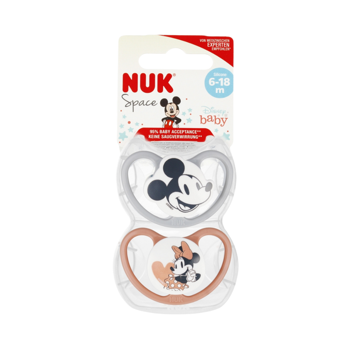 Nuk Disney Mickey Mouse Space Silicone Soothers 6-18m 2pieces | لهايات نوك ديزني ميكي ماوس سيليكون لعمر 6-18 شهر - قطعتان