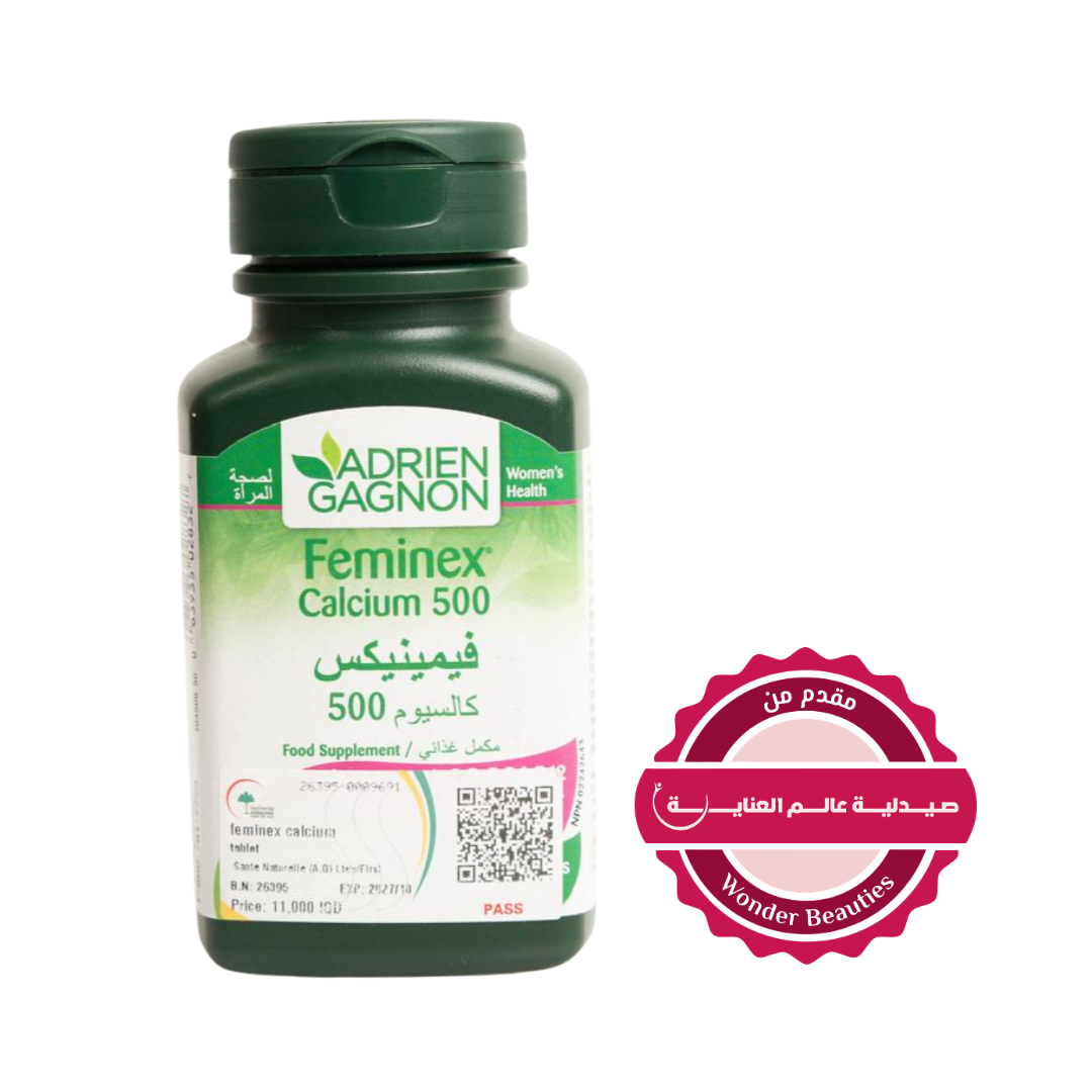 ADRIEN GAGNON Feminex Calcium 500 Mg 30 Tablets | أدريان غانيون مكمل الكالسيوم 500 مغ - 30 مضغوطة