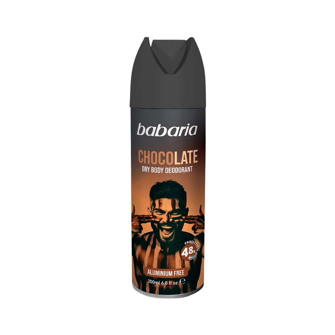 Babaria Chocolate Dry Body Deodorante Spray - 200ml | باباريا بخاخ مزيل عرق للجسم برائحة الشوكولاتة – 200 مل