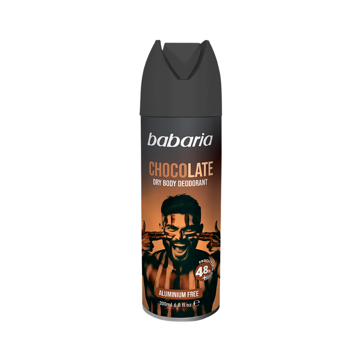 Babaria Chocolate Dry Body Deodorante Spray - 200ml | باباريا بخاخ مزيل عرق للجسم برائحة الشوكولاتة – 200 مل