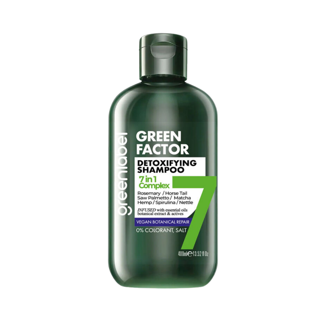 GREEN LABEL Green Factor Detoxifying Shampoo 7 In 1 Complex - 400ml | شامبو جرين ليبل جرين فاكتور المنقّي 7 في 1 – 400 مل