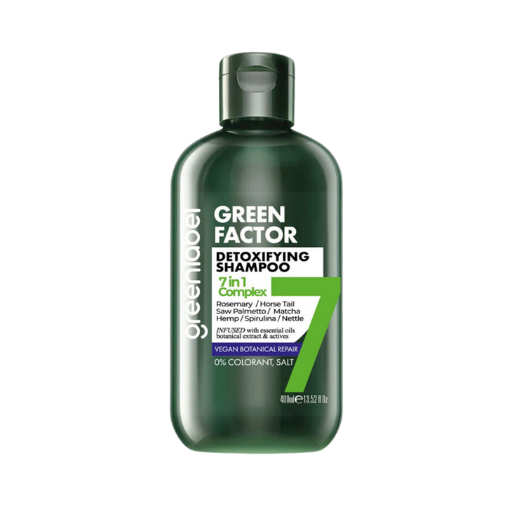 GREEN LABEL Green Factor Detoxifying Shampoo 7 In 1 Complex - 400ml | شامبو جرين ليبل جرين فاكتور المنقّي 7 في 1 – 400 مل