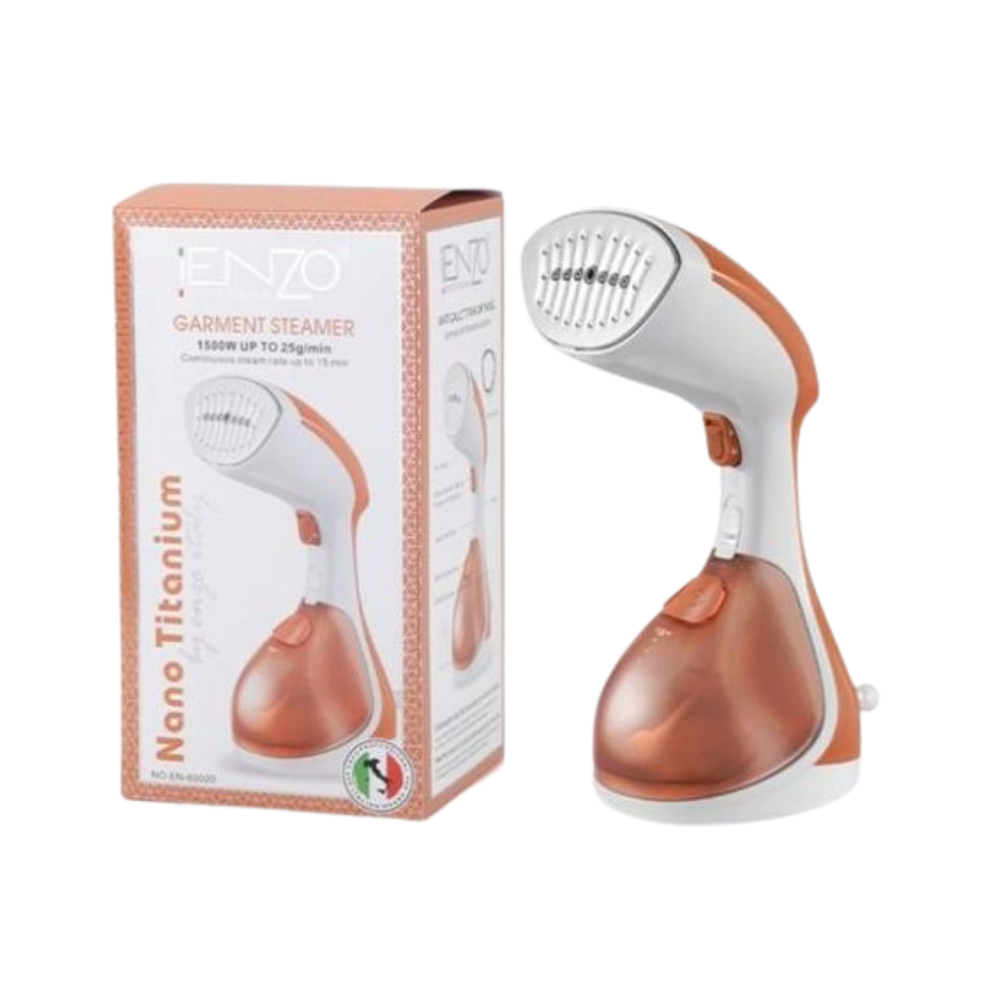 ENZO Nano Titanium Garment Steamer 1500W Up To 25g/ Min |انزو مكواة بخار للملابس نانو تيتانيوم 1500 واط – حتى 25 غرام/دقيقة