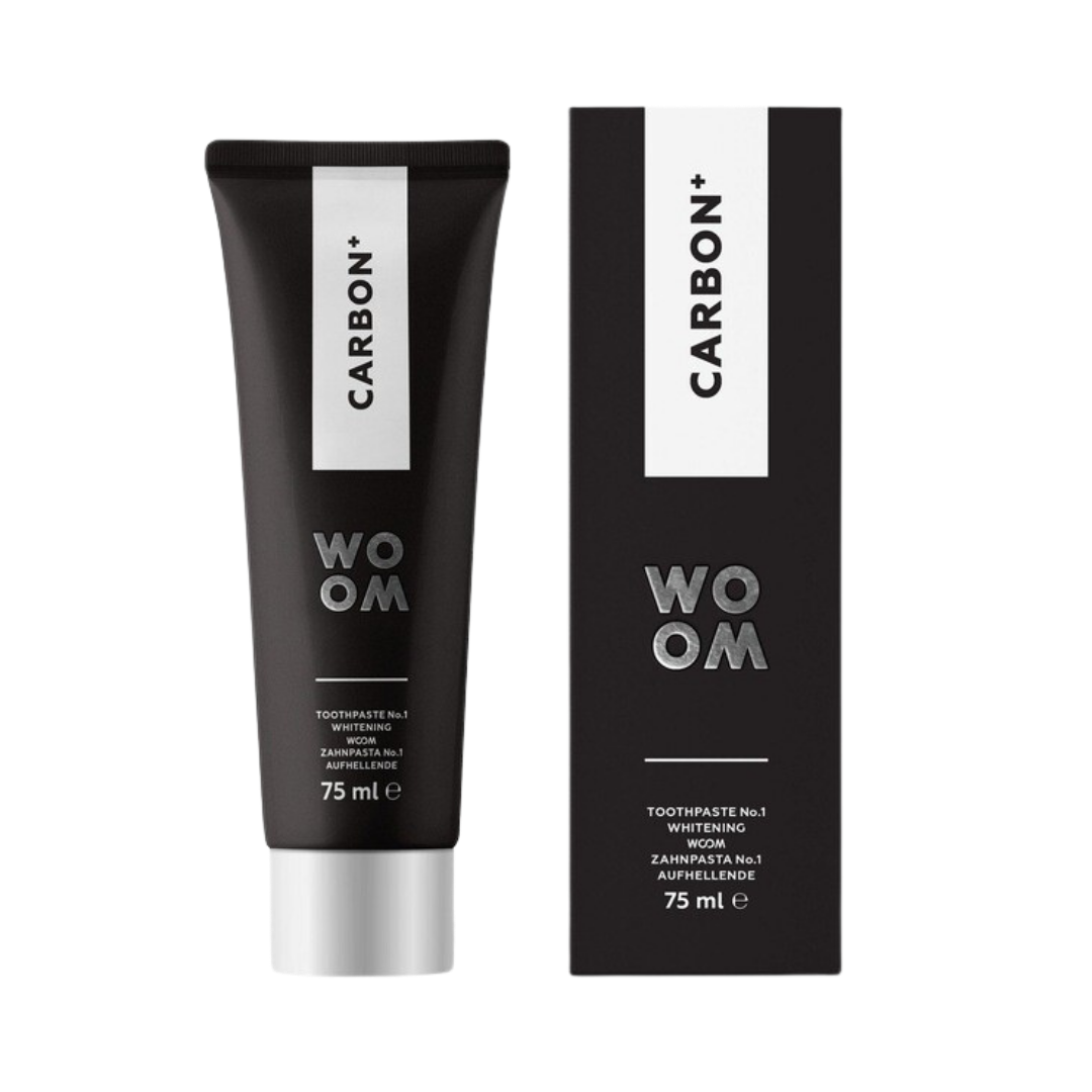 Woom Carbon+ Charcoal Whitening Toothpaste - 75ml |معجون أسنان ووم كاربون+ بالفحم لتبييض الأسنان – 75 مل
