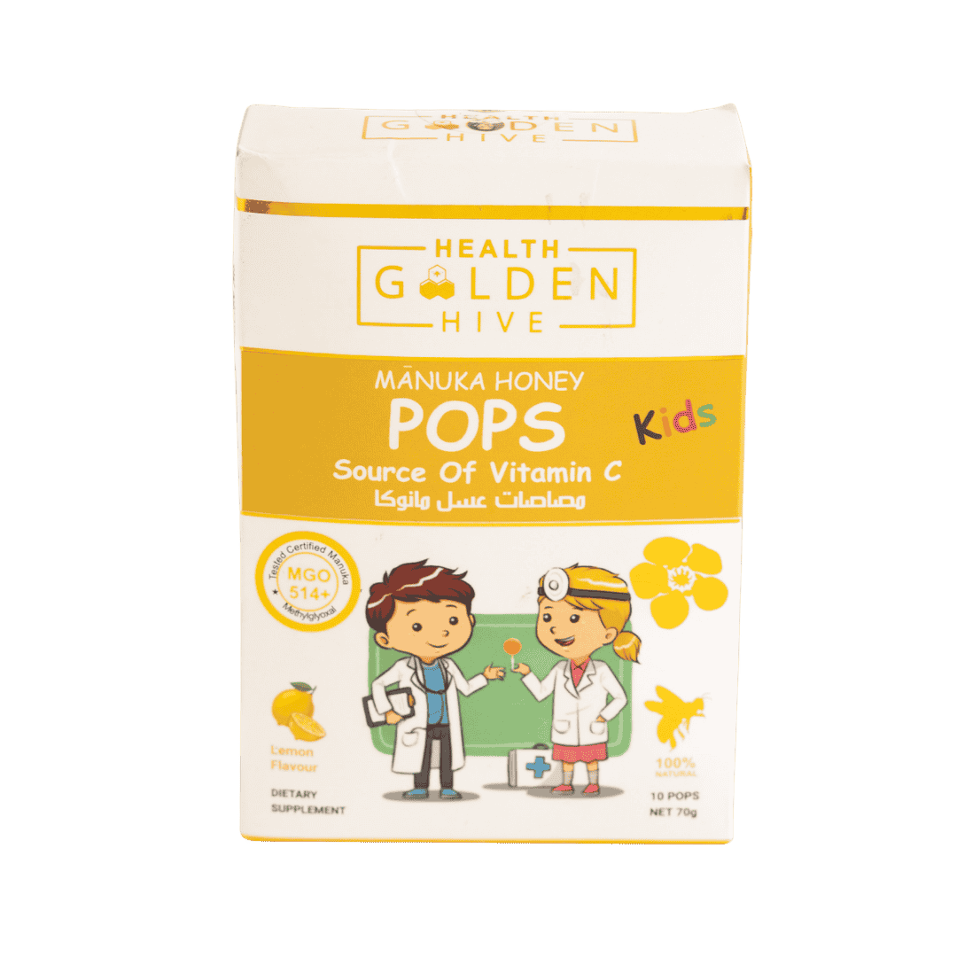 Golden Hive Manuka Honey Pops Lemon - 10 Pcs - 70g | كولدن هايف مصاصات عسل مانوكا للأطفال - 70غ