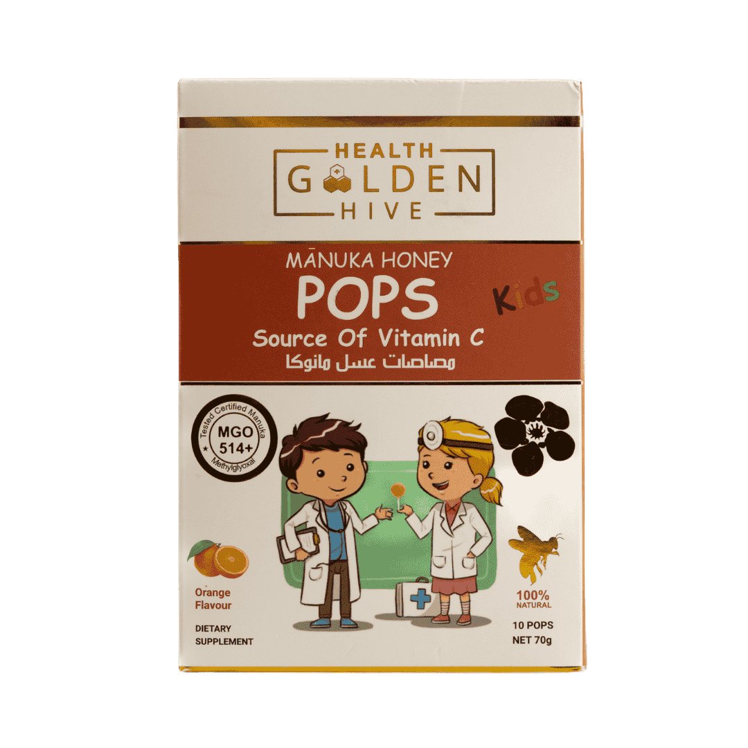 Golden Hive Manuka Pops Orange - 10 Pcs - 70g | كولدن هايف مصاصات عسل بفيتامين سي بنكهة البرتقال - 10 قطع - 70 غرام