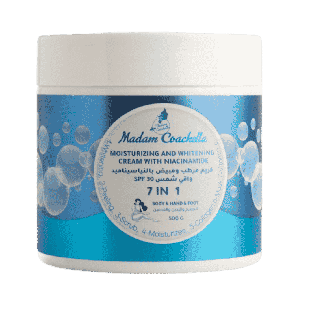 Madam Coachella Moisturizing And Whitening Cream Whith Niacinamide 7 In 1 - 500g | مدام كوتشيلا كريم مفتح للجسم بالنياسيناميد - 500 غرام