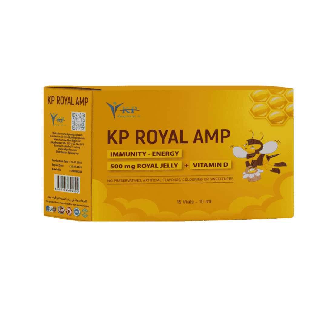 King Cup Kp Royal Amp 500 Mg Royal Jelly + Vitamin D - 15 Vials - 10ml | كينج كب مكمل غذائي يحتوي على 500 ملغ من غذاء الملكات مع فيتامين D  - 10مل