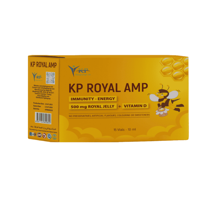 King Cup Kp Royal Amp 500 Mg Royal Jelly + Vitamin D - 15 Vials - 10ml | كينج كب مكمل غذائي يحتوي على 500 ملغ من غذاء الملكات مع فيتامين D  - 10مل