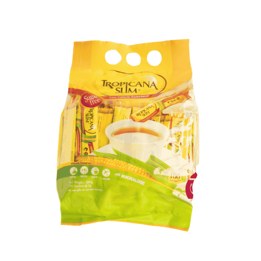 Tropicana slim Low Calore sugar free sweetener - 100 Sachets | تروبيكانا سليم مُحلي منخفض السعرات - 100 كيس