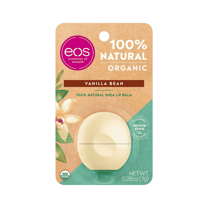 Eos Usda Organic Lip Balm, Vanilla Bean, Lip Care To Nourish Dry Lips, 100% Natural - 7g | اي ا اس مرطب شفاه فانيليا - 7غ