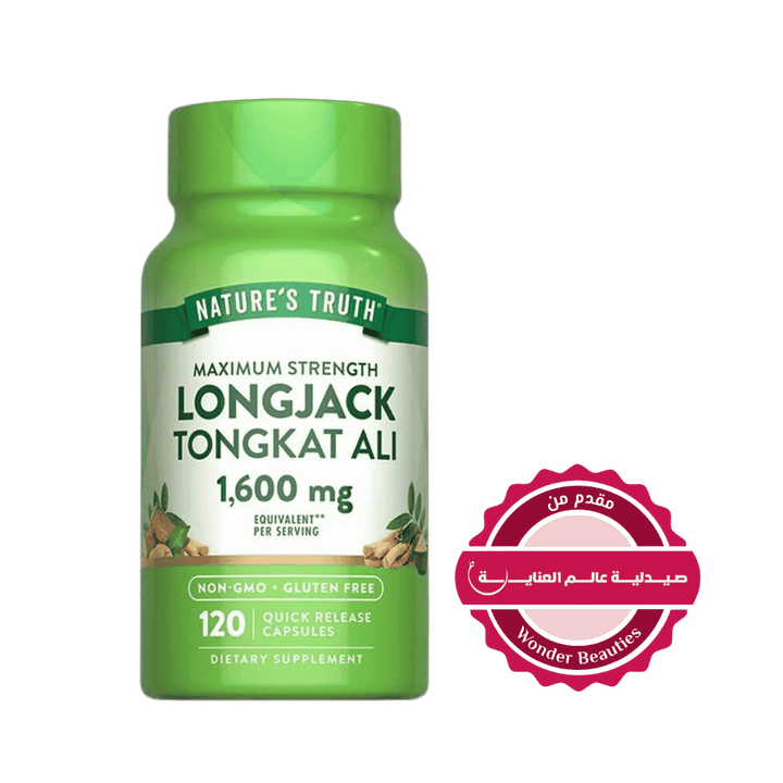 Nature's Truth Longjack Tongkat Ali 1600mg - 120 Quick Release Capsules|   نيتشرس تروث لونغ جاك تونغكات علي 1600 ملغم - 120 كبسولة سريعة الإطلاق